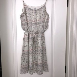 White Floral Print Short Chiffon Dress